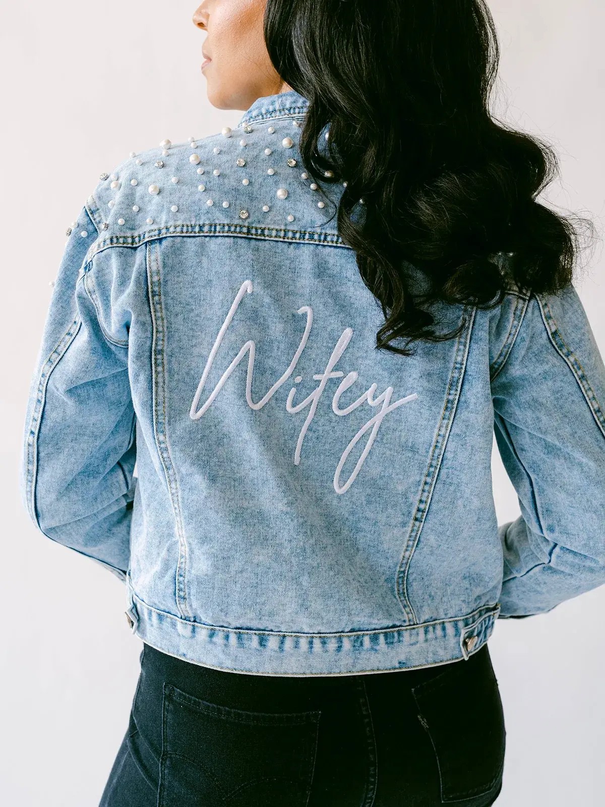 Pearl and Rhinestone Denim Jacket